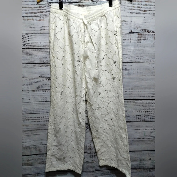 Gap Dreamwell Eyelet‎ Pants White size Small Coverup Swim Pajamas Comfy Lace - Picture 6 of 7